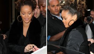 Рианна выходит из отеля в Париже (4 фото)